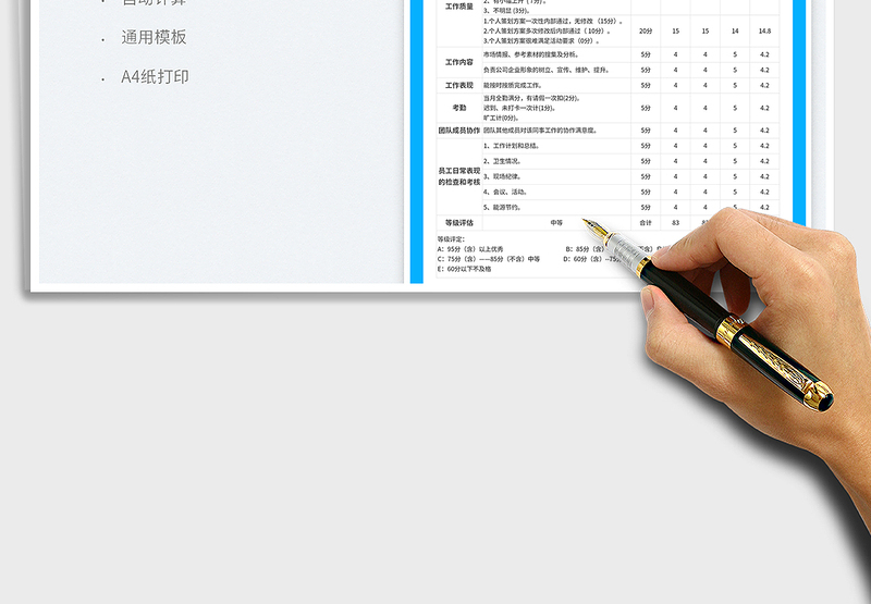 2025淘宝文案绩效考核表免费下载