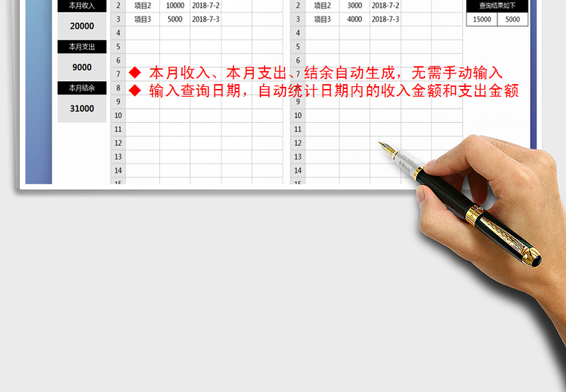 2025年财务收支表公式自动统计
