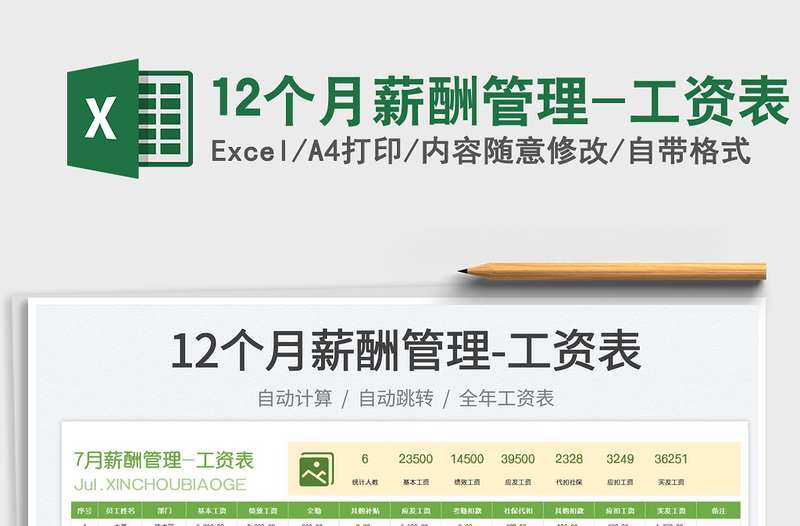 202312个月薪酬管理-工资表