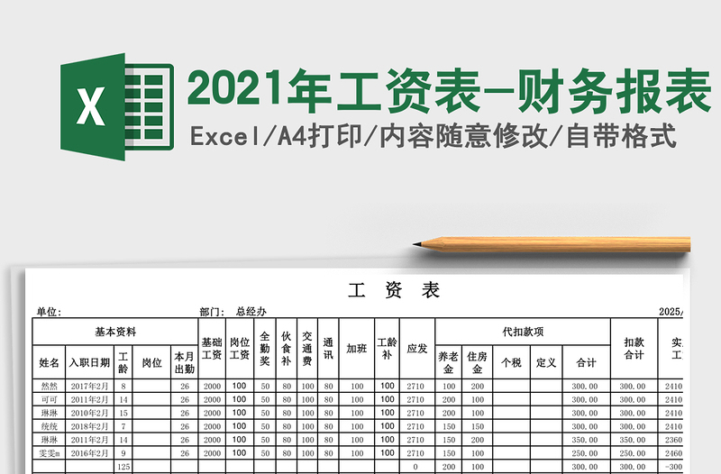 2025年工资表-财务报表