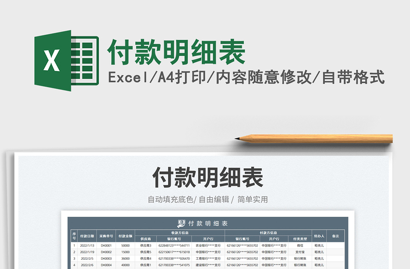 2025付款明细表免费下载