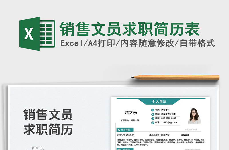 2025销售文员求职简历表免费下载