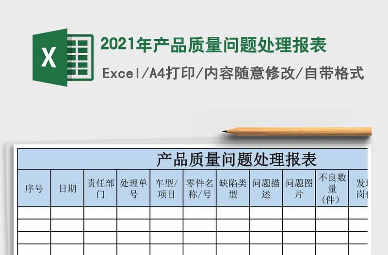2025年产品质量问题处理报表