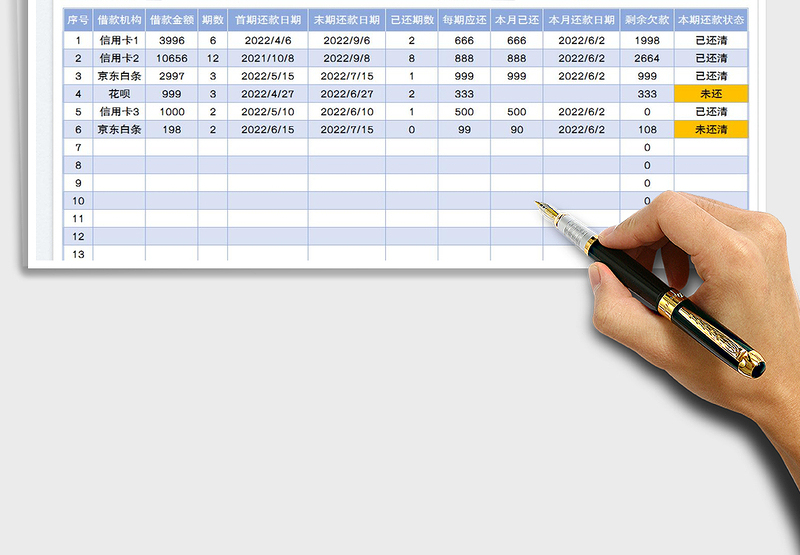 2025个人理财分期还款计划管理表免费下载