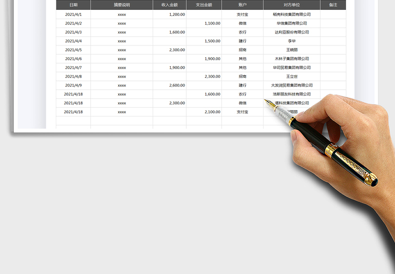 2025出纳日常收支记账表免费下载