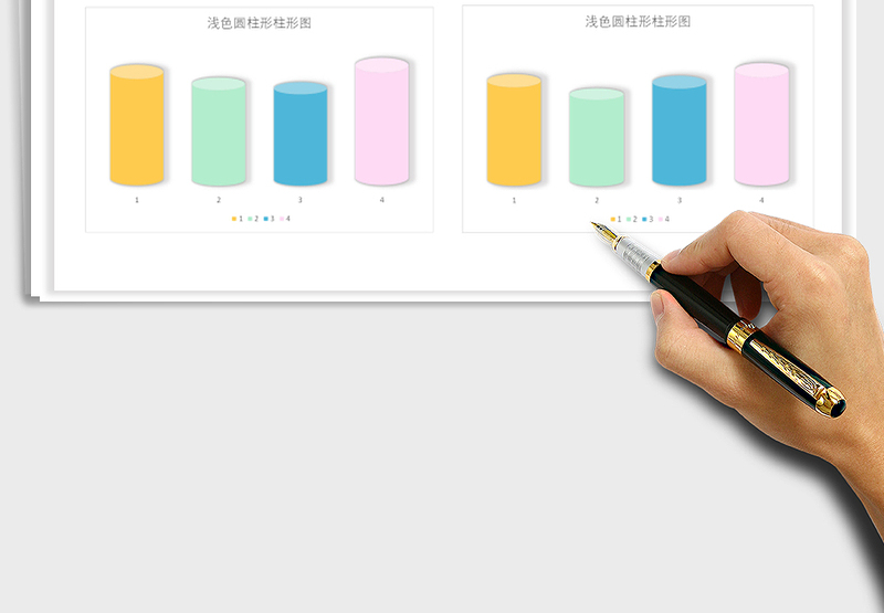 2025年可视化-浅色圆柱形柱形图免费下载