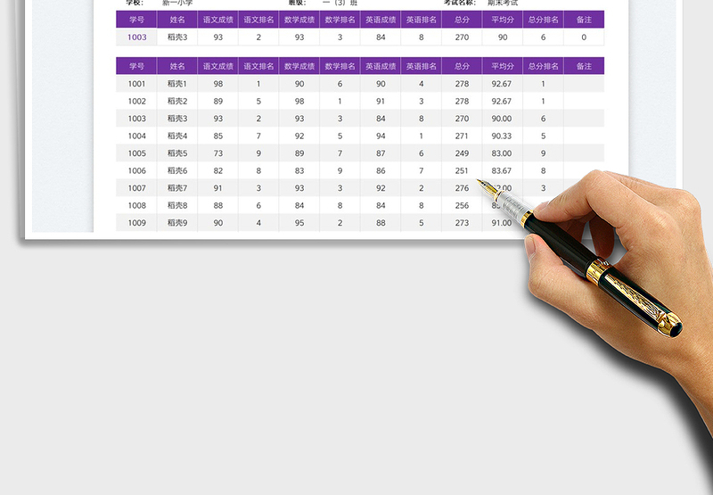 2025学生成绩表免费下载