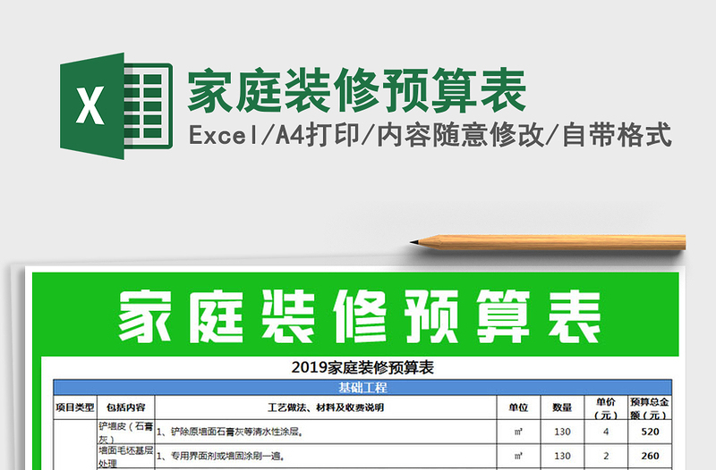 2025年家庭装修预算表