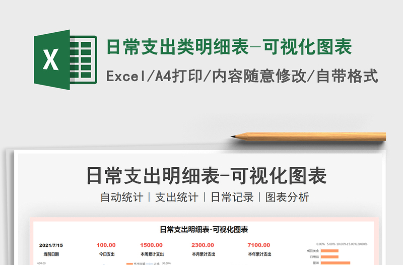 2025日常支出类明细表-可视化图表免费下载