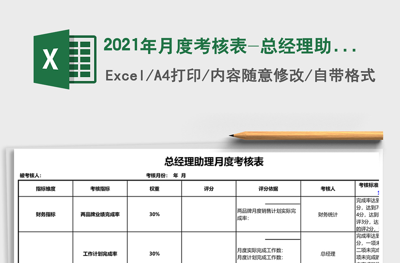 2025年月度考核表-总经理助理