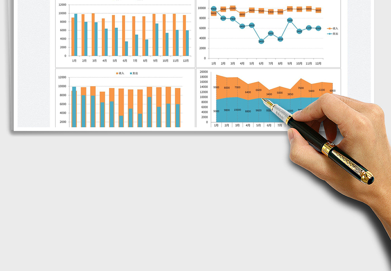 2025月度收支对比分析图免费下载