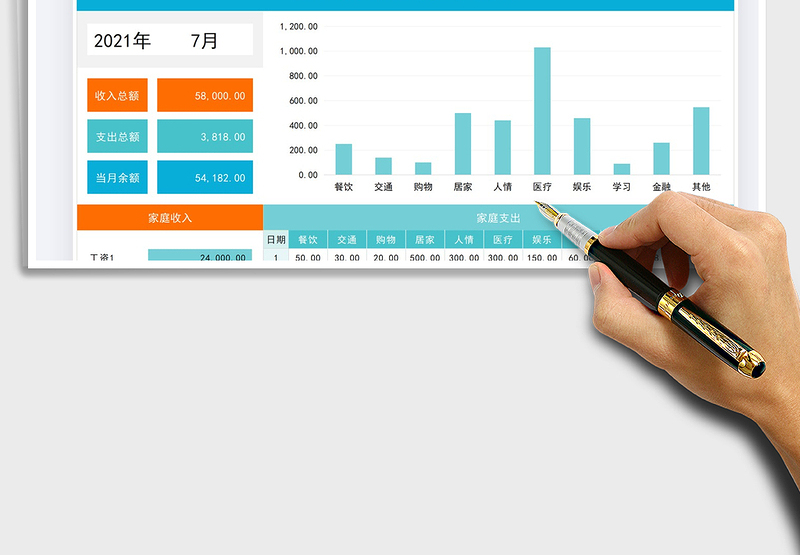 2025家庭月度收支记账表免费下载