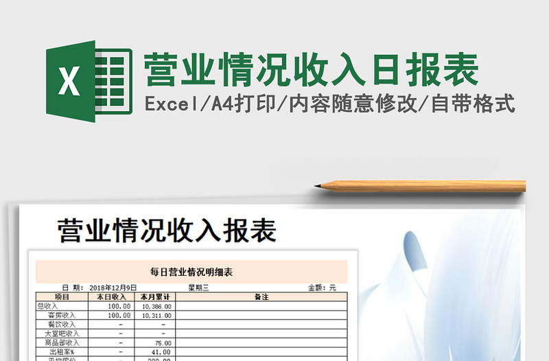 2025年营业情况收入日报表