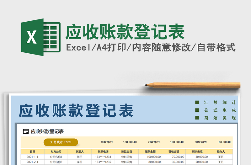 2025年应收账款登记表