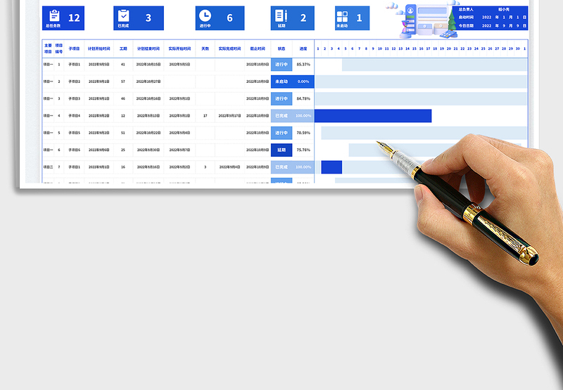 项目进度表（带甘特图）