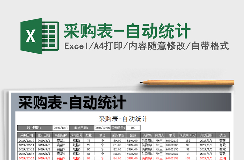 2025年采购表-自动统计