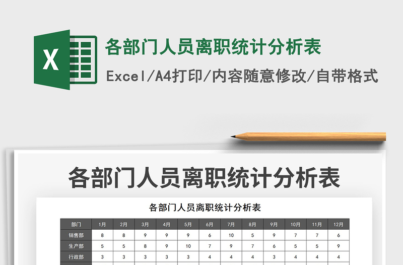 2025各部门人员离职统计分析表免费下载