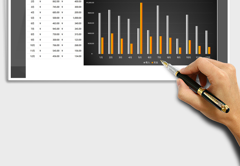 2025年1-12月收支柱形对比图水晶质感