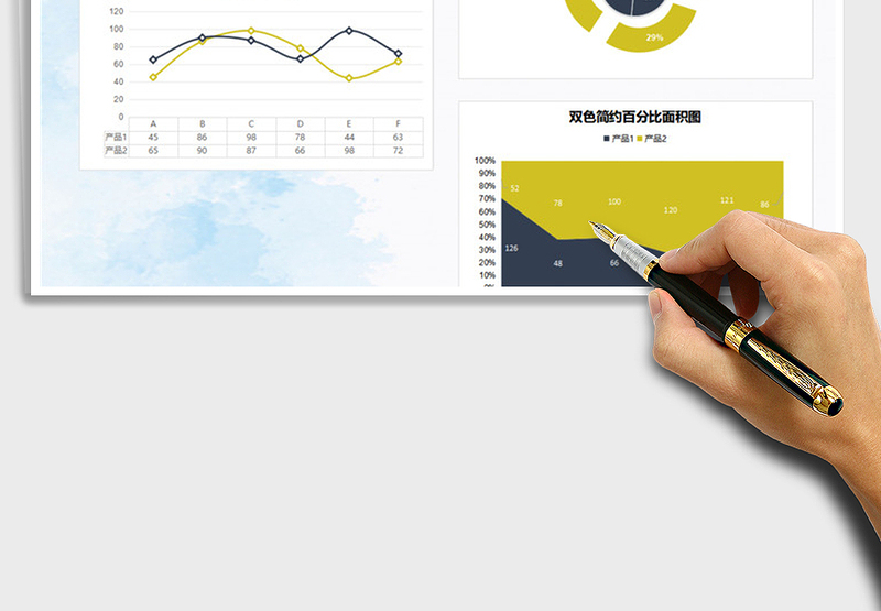2025年黄色简约饼图折线图表报表模板