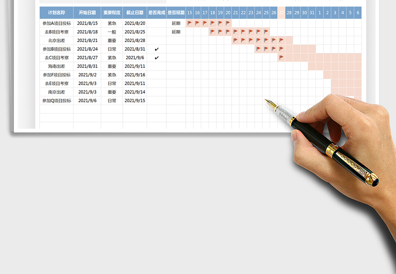2025项计划表-甘特图免费下载