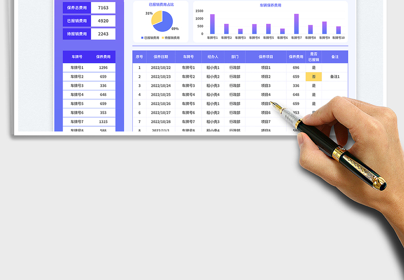 2025渐变风费用统计车辆保养统计表免费下载