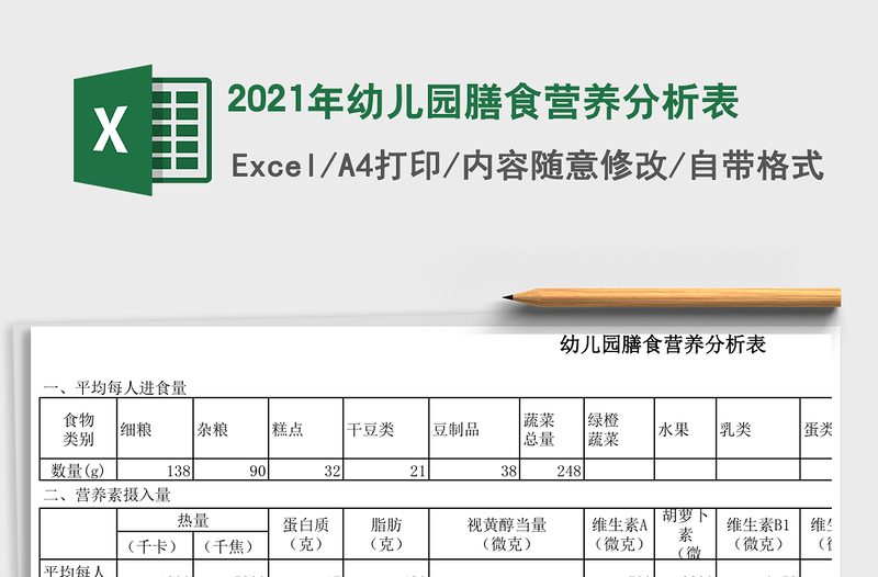 2025年幼儿园膳食营养分析表