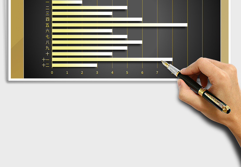 2025年条形图立体图表 商务黑金图表模板免费下载