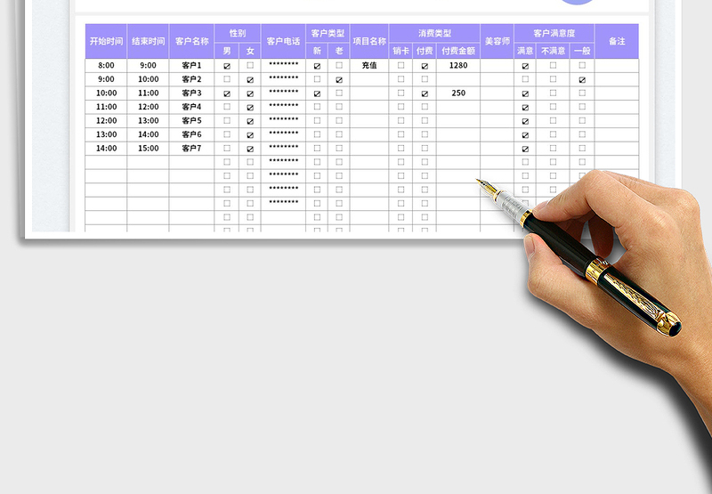 2025美容客户消费日报表免费下载