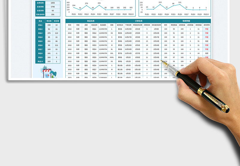 2025蓝色简约公司商品销售预定统计报表免费下载