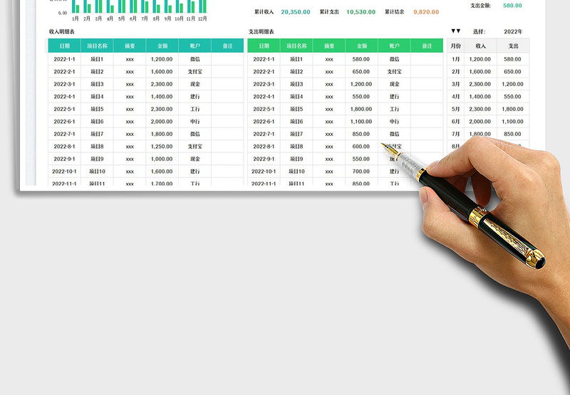 2025财务收支明细汇总表免费下载