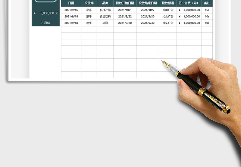 2025广告运营收入统计表免费下载