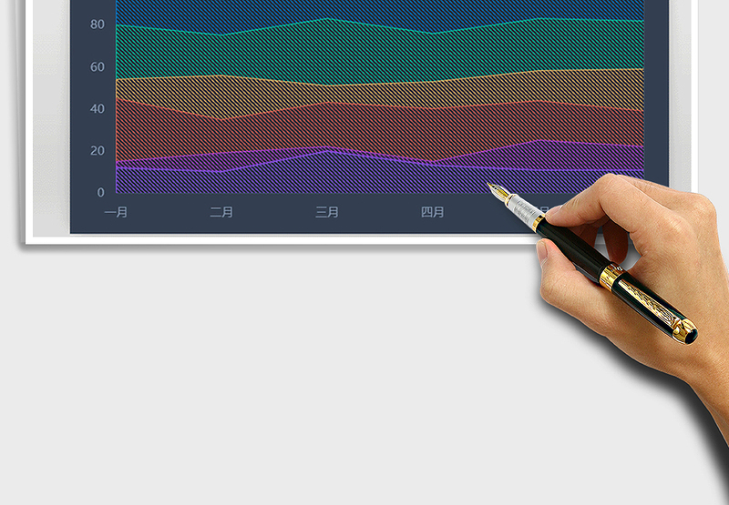 2025年多彩斜条纹面积图