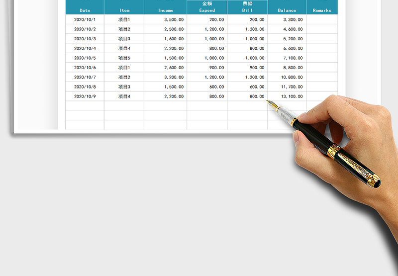 2025年财务收入支出日记账报表