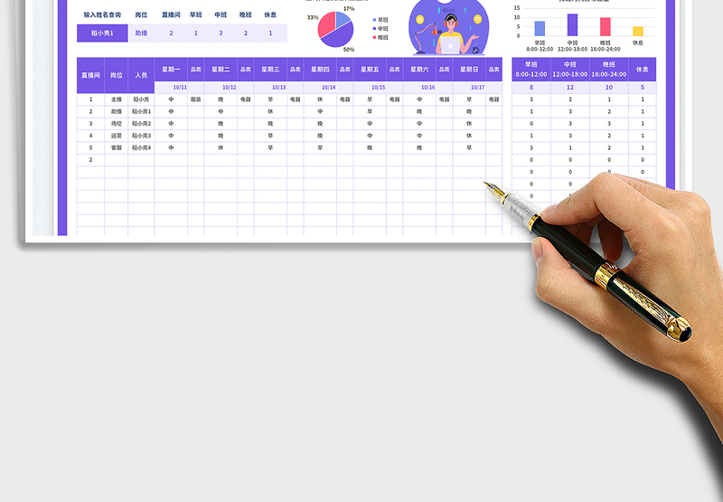 2025直播间人员一周排班表免费下载