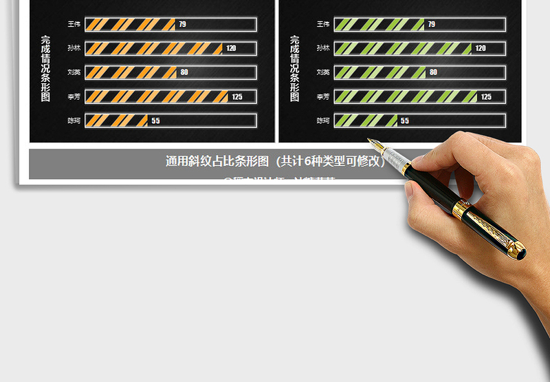 2025年斜纹占比条形图 通用图表