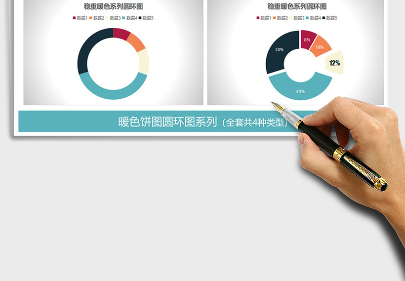 2025年稳重暖色系饼图圆环图表模板占比分析