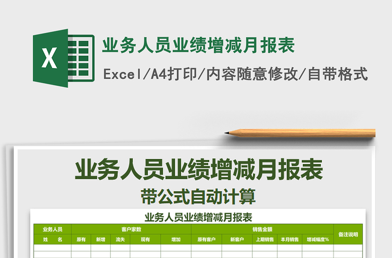 2025年业务人员业绩增减月报表