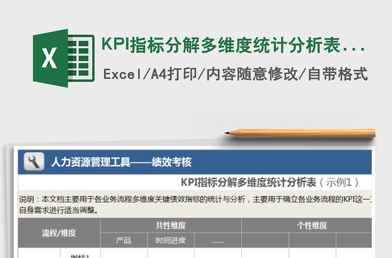 2025KPI指标分解多维度统计分析表（示例1）免费下载