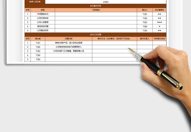 2025周工作会议纪要表et模板免费下载