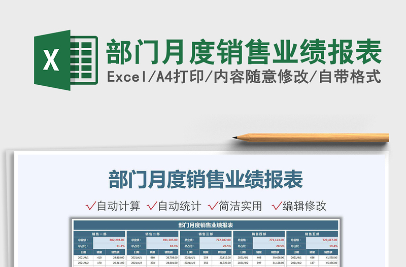 2025部门月度销售业绩报表免费下载