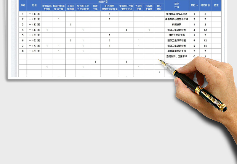2025班级卫生执行情况监督检查记录表免费下载