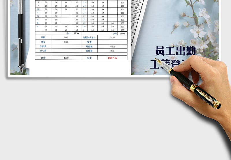 2025年员工出勤工资登记表（自动计算）