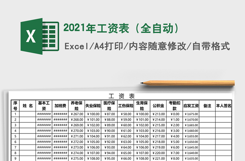 2025年工资表（全自动）