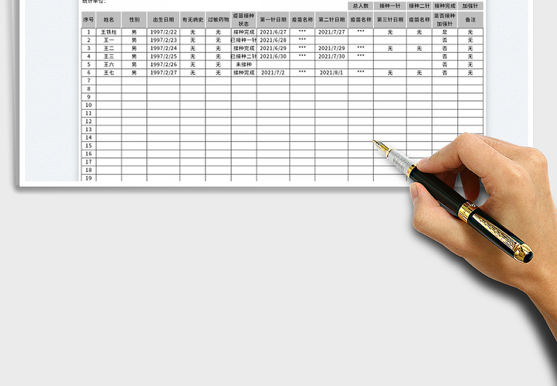 2025疫苗接种统计表免费下载
