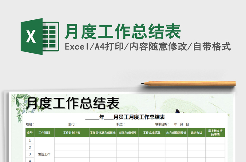 2025年月度工作总结表