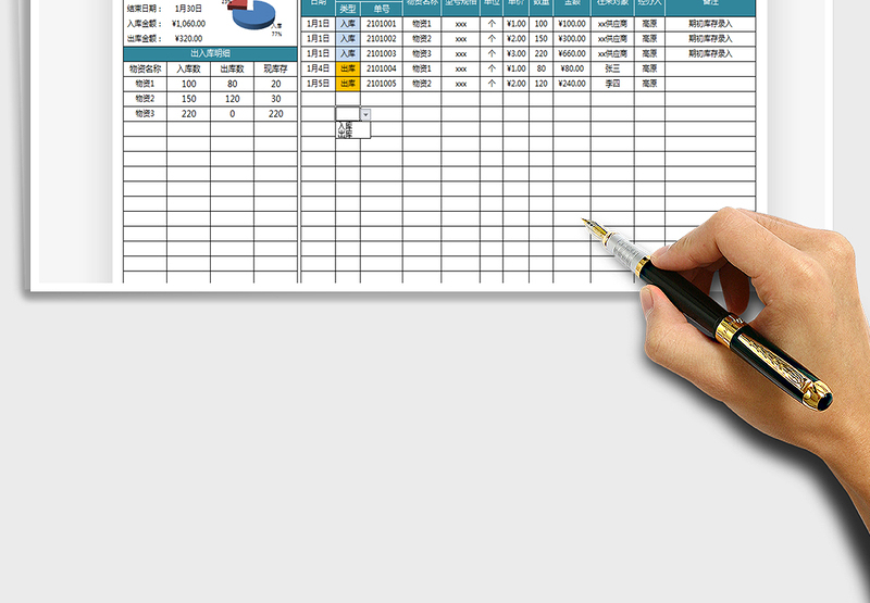 2025年物资出入库统计表-智能查询