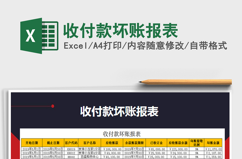 2025年收付款坏账报表