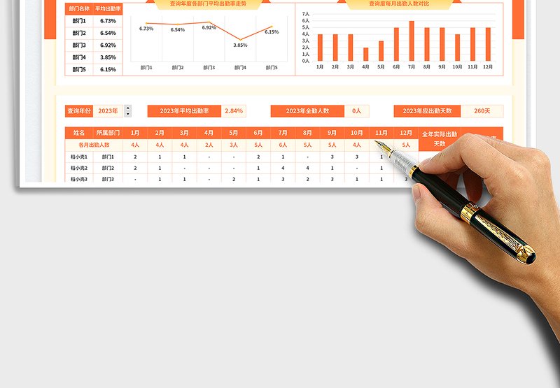 年度考勤表exce表格