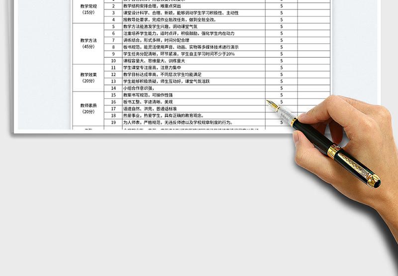 2025教师评级打分表免费下载