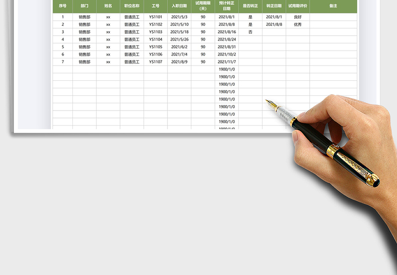 2025员工转正统计表免费下载